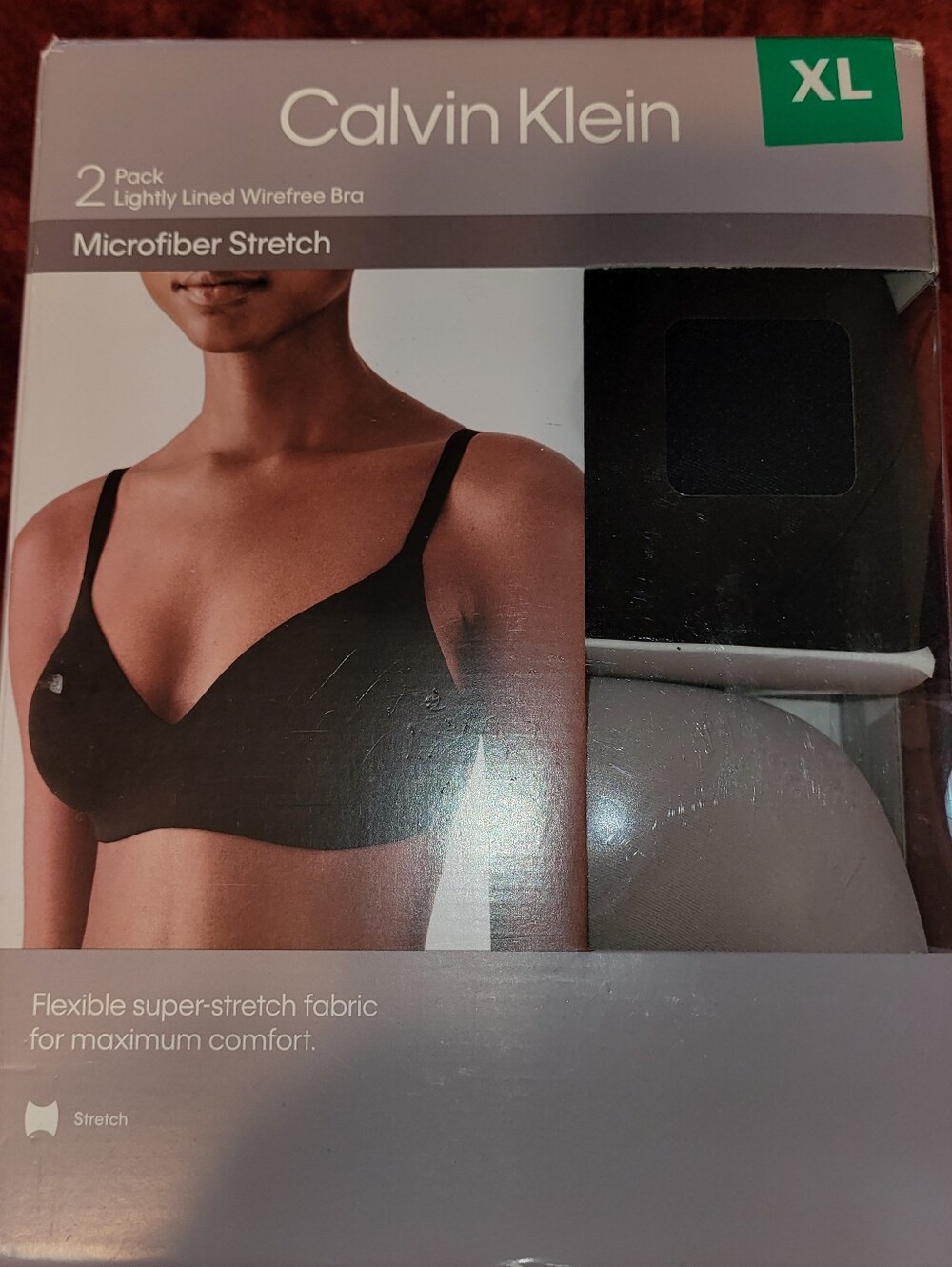 Calvin Klein Black Microfiber Stretch Lightly Lined Wirefree Bra - Pk Of 2 -XL